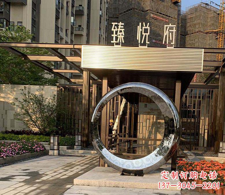 运城不锈钢小区景观圆环雕塑