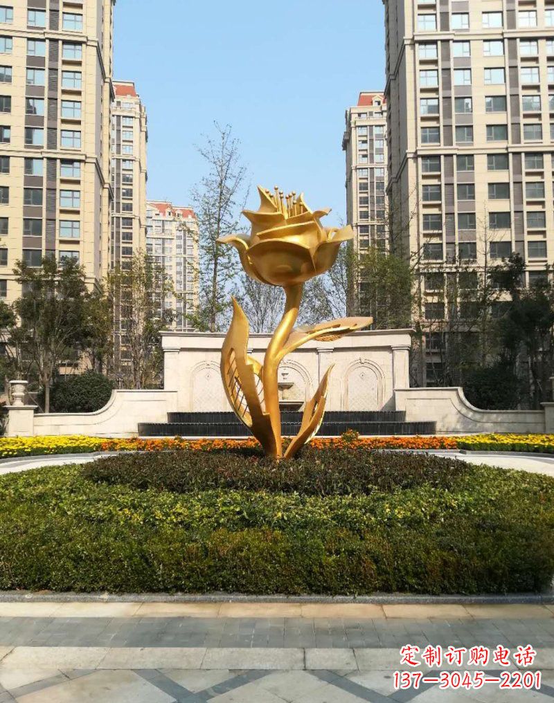 运城不锈钢小区玫瑰花雕塑