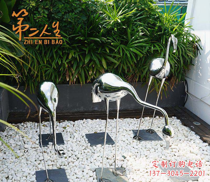 运城不锈钢小区仙鹤动物雕塑1