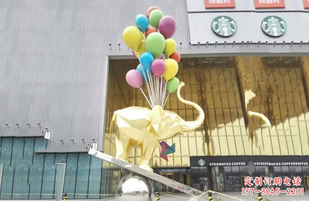 运城不锈钢小象踩球景观雕塑