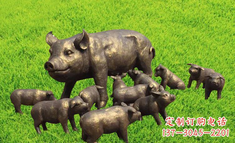 运城不锈钢小猪公园动物雕塑