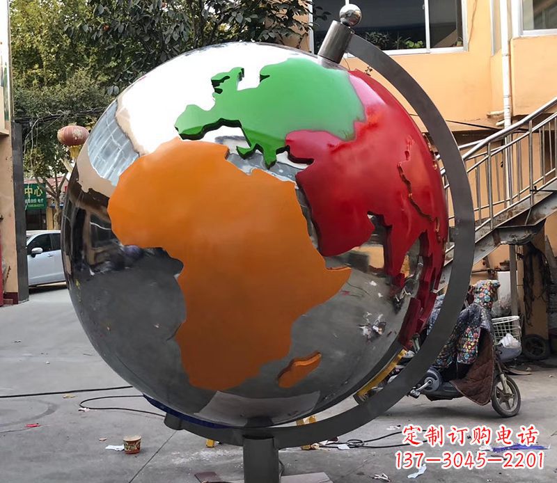 运城不锈钢校园地球仪雕塑 (2)
