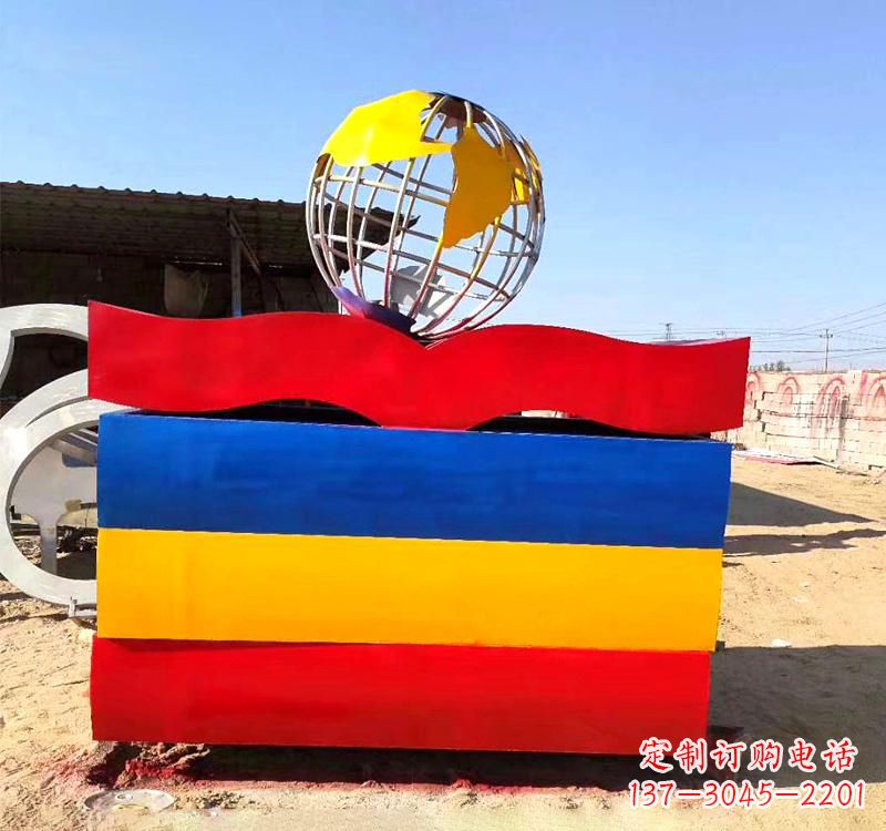 运城不锈钢校园地球仪书籍雕塑