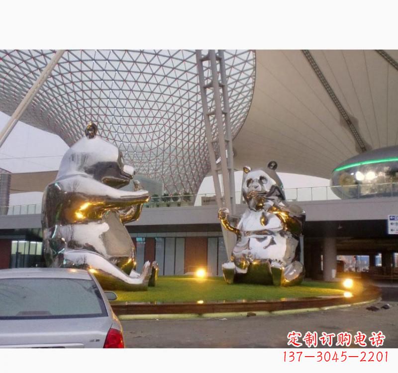 运城不锈钢熊猫雕塑
