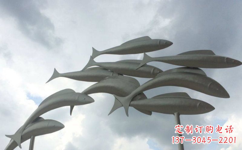 运城不锈钢鱼群动物雕塑