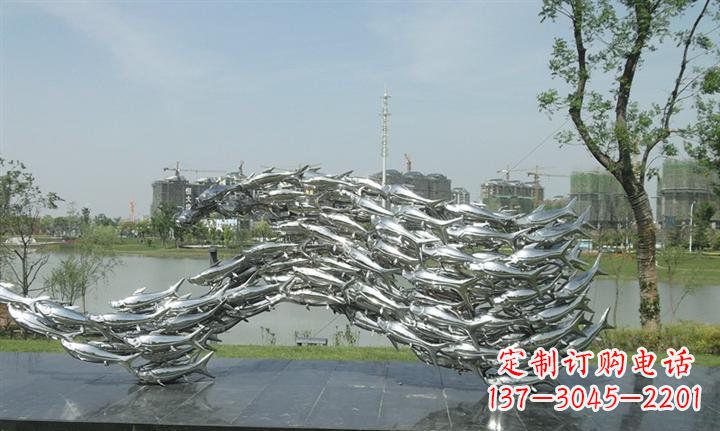 运城不锈钢鱼群公园动物雕塑
