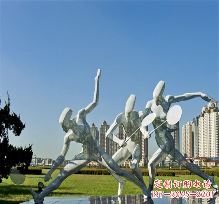 运城不锈钢园林打羽毛球雕塑