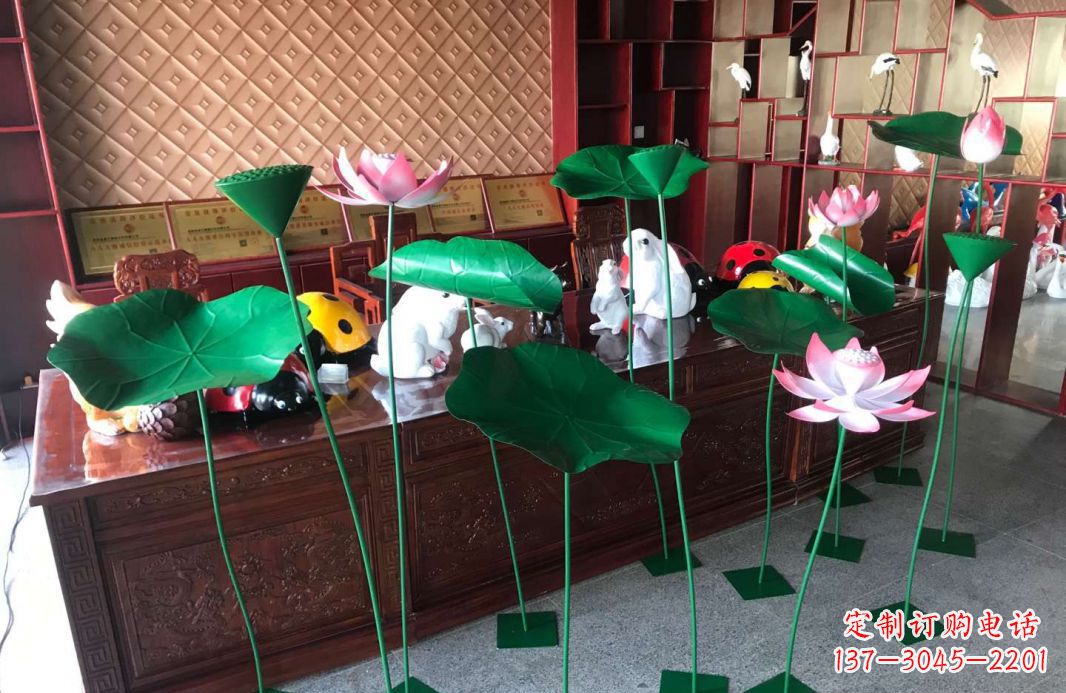 运城不锈钢园林荷花荷叶景观雕塑