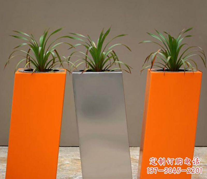 运城不锈钢园林花盆雕塑