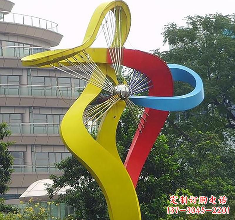 运城不锈钢园林烤漆风车雕塑