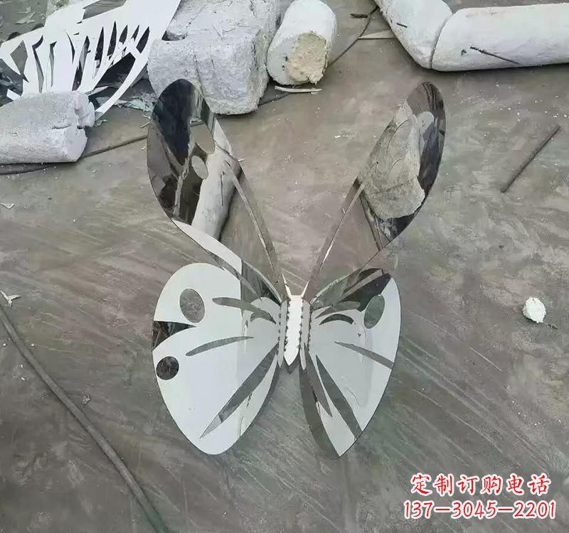 运城不锈钢园林昆虫镂空蝴蝶雕塑