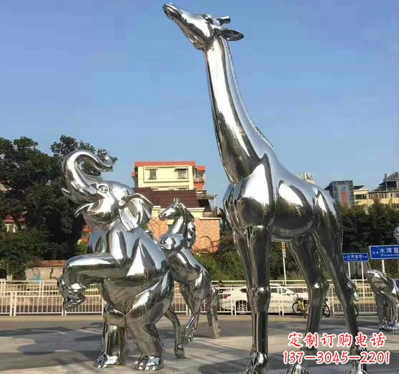 运城不锈钢园林长颈鹿雕塑