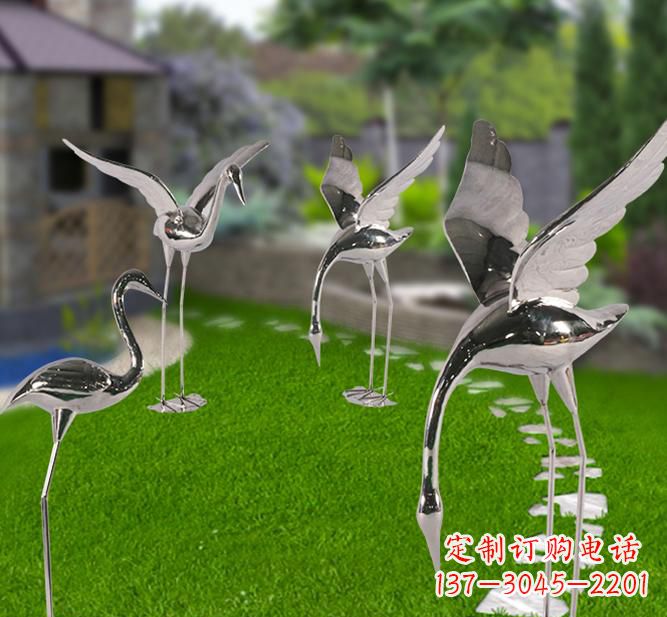 运城不锈钢园林展翅仙鹤雕塑