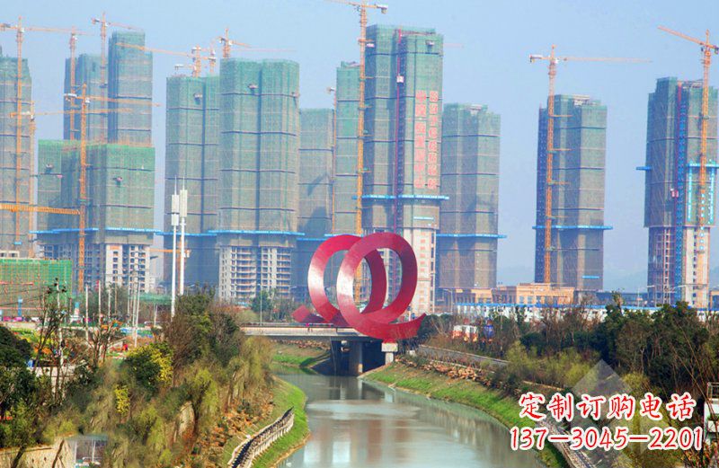 运城不锈钢圆环公园雕塑 (2)
