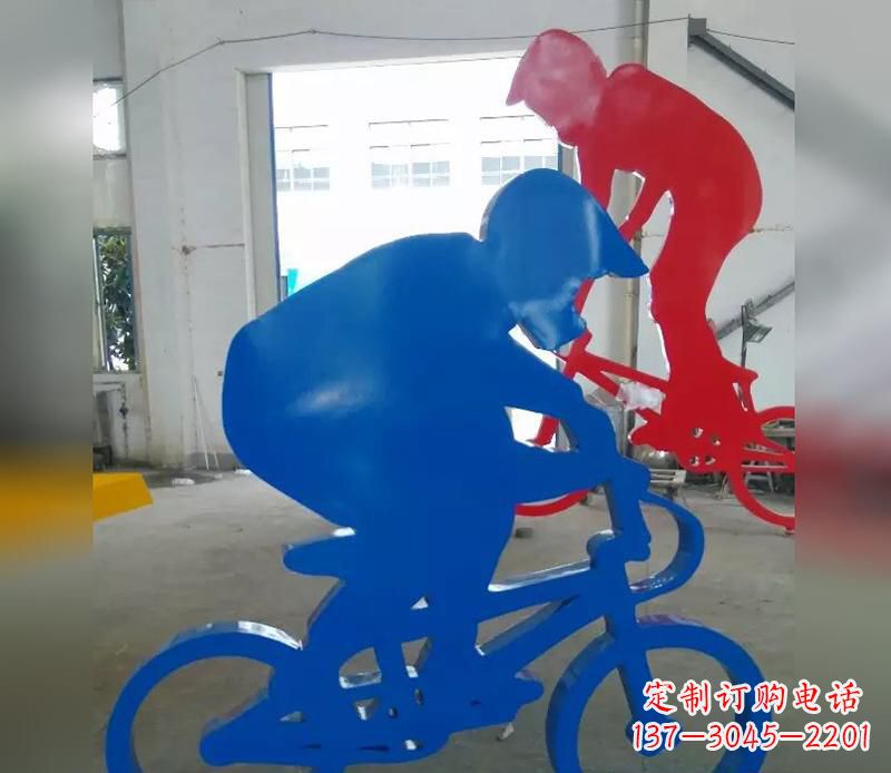 运城不锈钢运动骑自行车雕塑