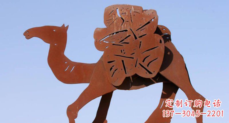 运城不锈钢运货骆驼动物剪影雕塑