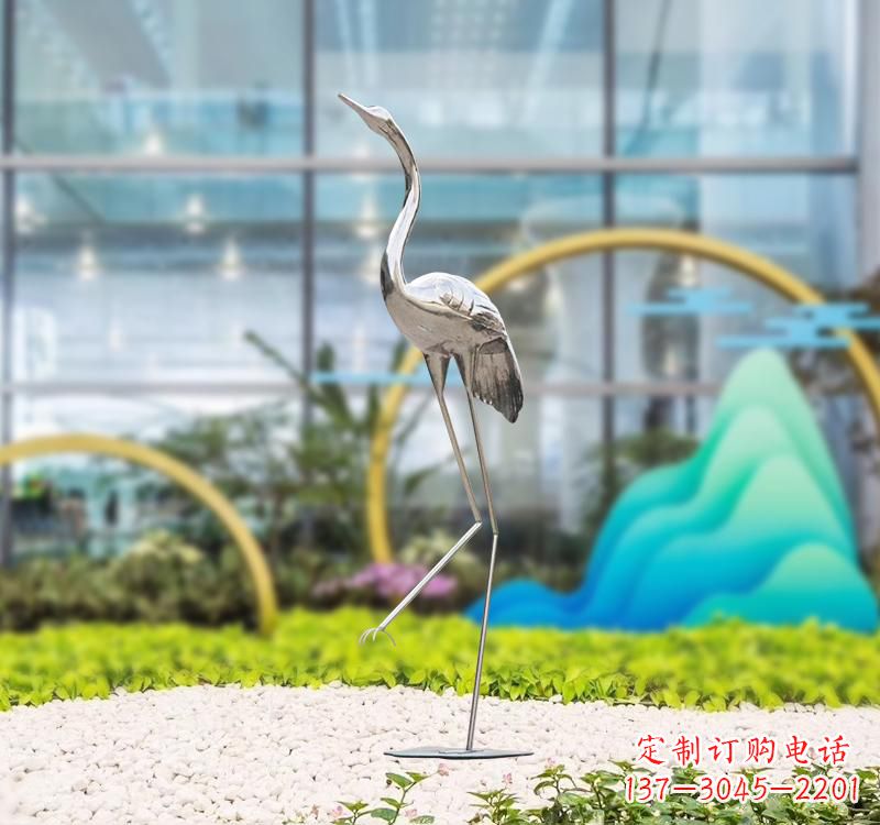 运城不锈钢展翅仙鹤雕塑