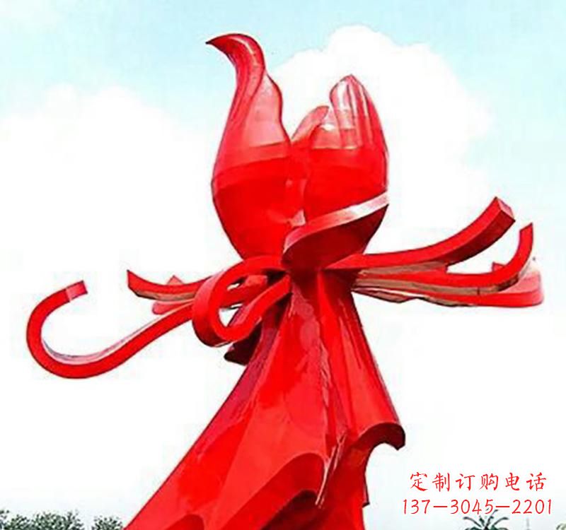 运城不锈钢植物广场玫瑰花雕塑