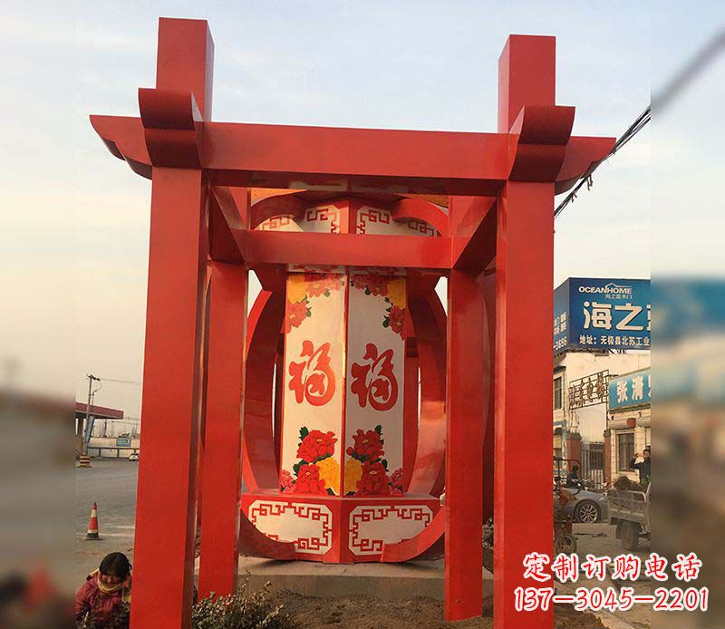 运城不锈钢中国梦灯笼雕塑