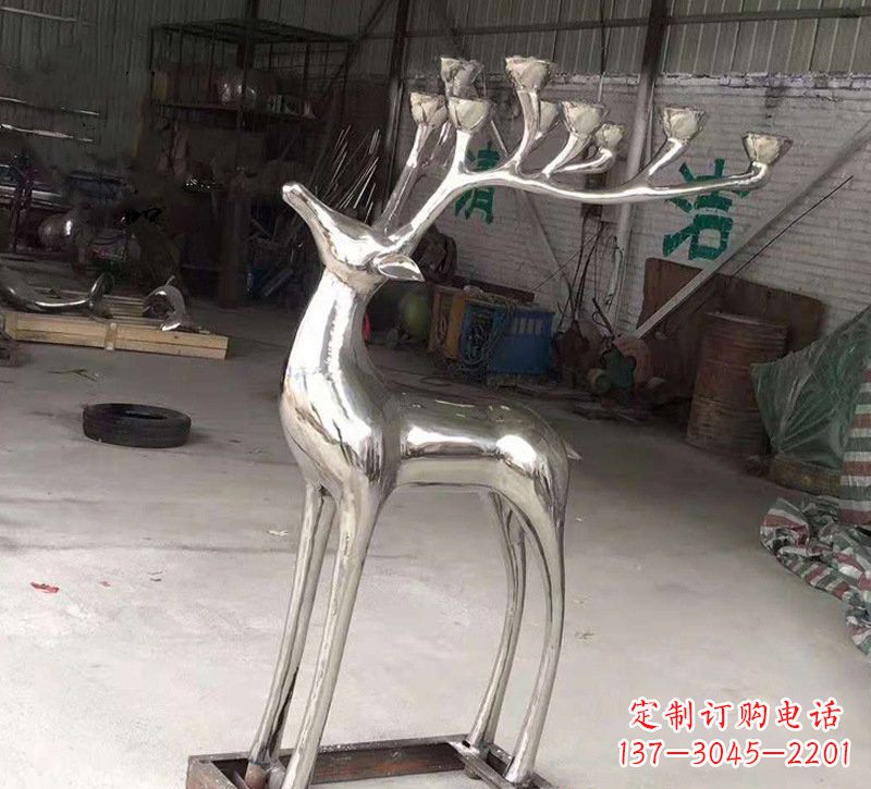 运城不锈钢烛台梅花鹿雕塑