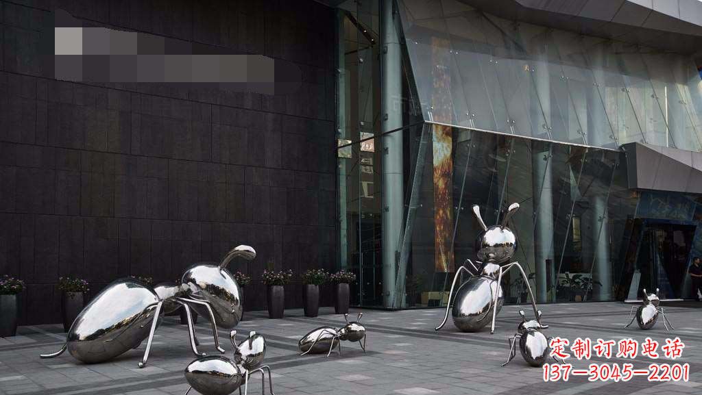 运城步行街不锈钢蚂蚁景观雕塑
