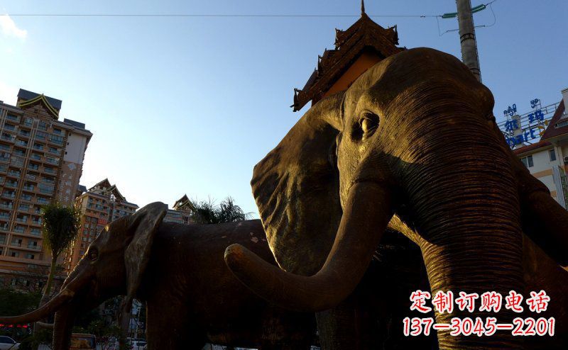 运城步行街大象景观铜雕