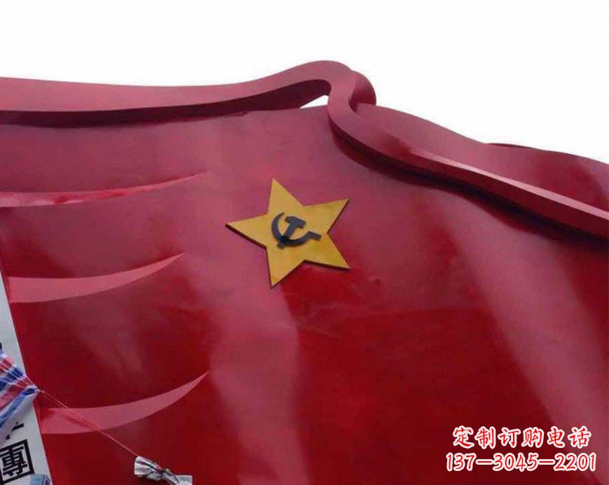 运城部队不锈钢党徽旗帜雕塑