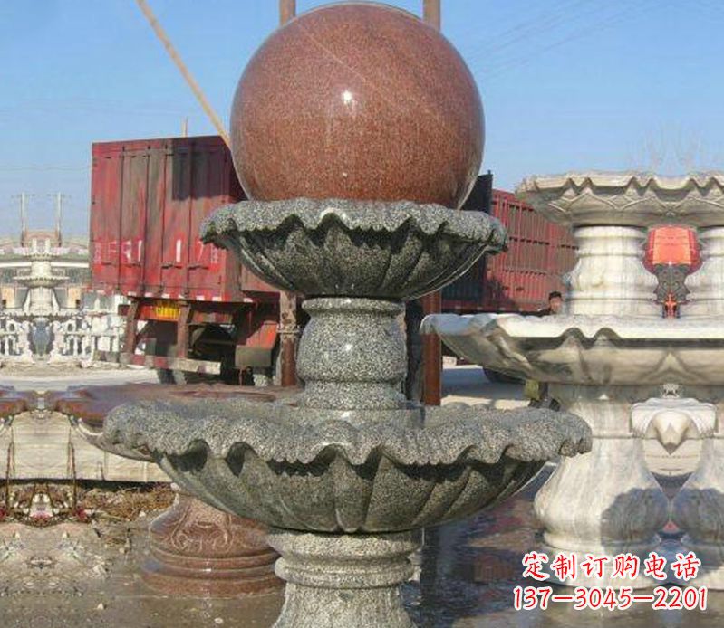 运城财源滚滚石雕风水球喷泉雕塑 (5)