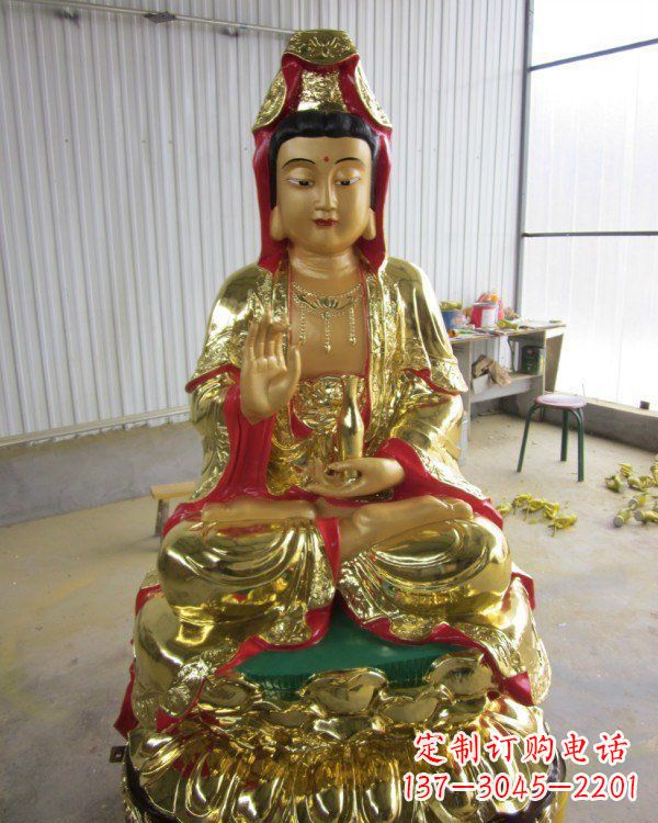 运城彩绘观音菩萨铜雕