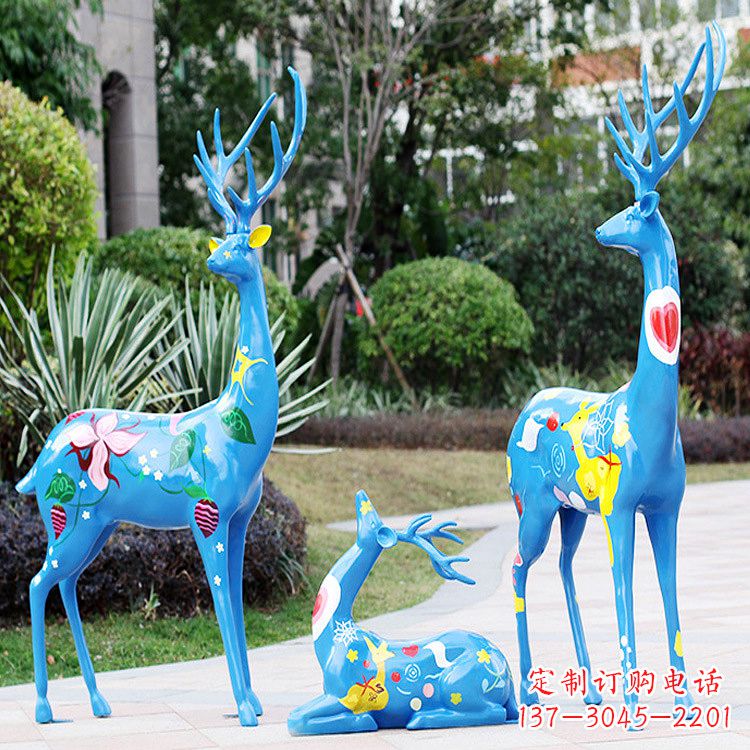 运城彩绘鹿雕塑玻璃钢-商场美陈动物摆件