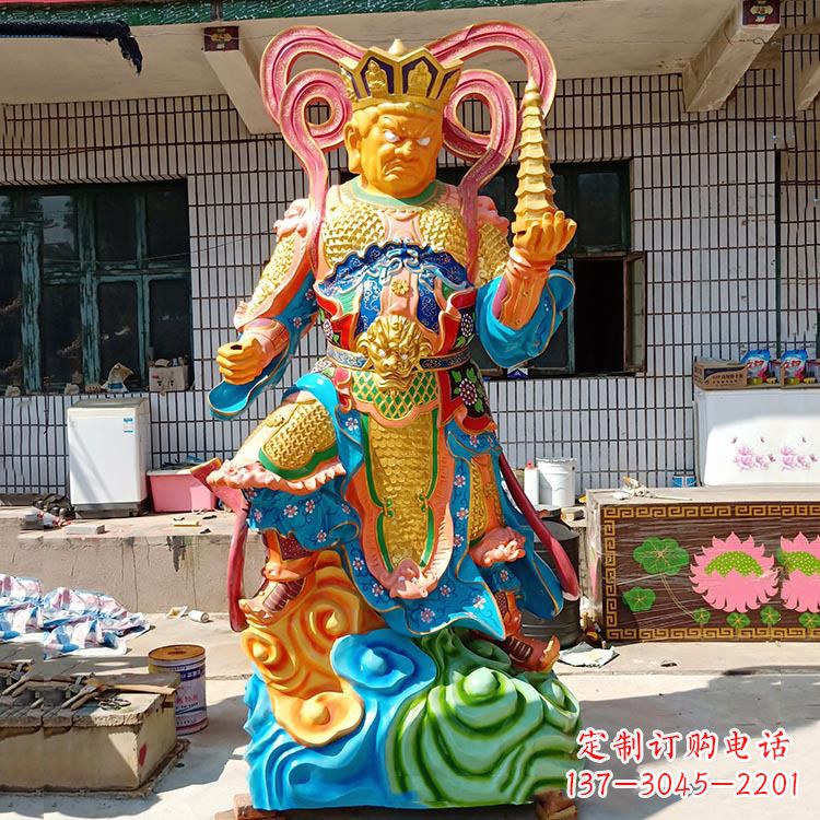 运城彩绘托塔天王玻璃钢雕塑