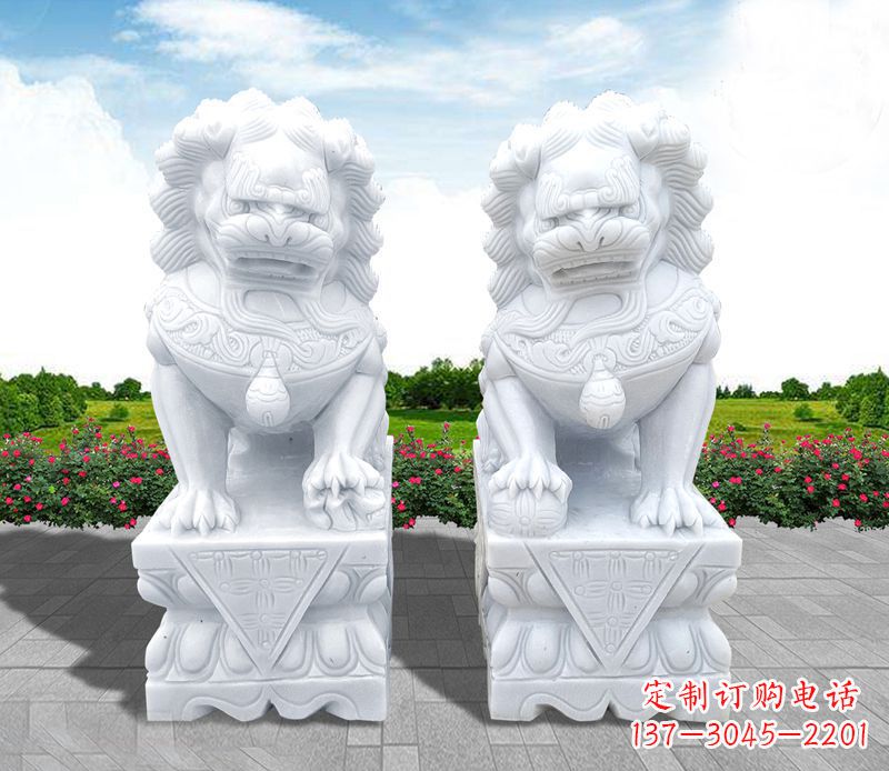 运城彩球狮子石雕招财动物