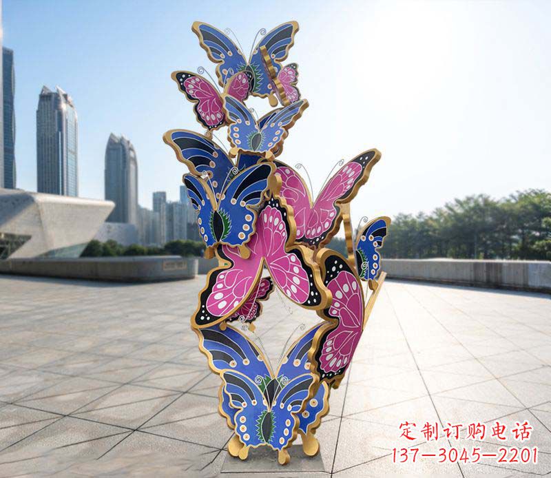 运城彩色仿真蝴蝶不锈钢雕塑