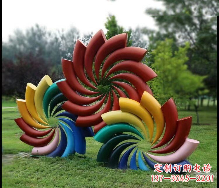 运城彩色不锈钢风车雕塑