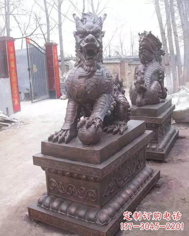 运城踩球麒麟铜雕
