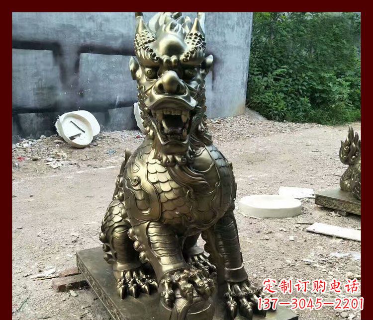 运城踩球麒麟镇宅铜雕
