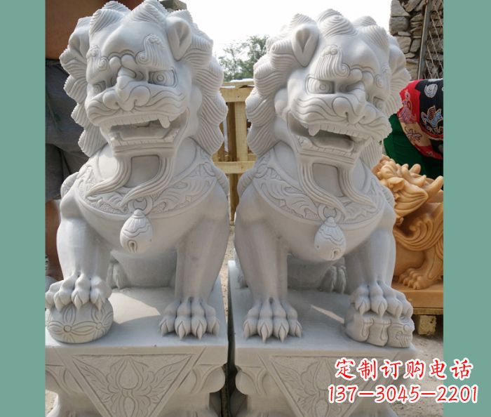 运城踩球狮子门口看门石雕 (3)