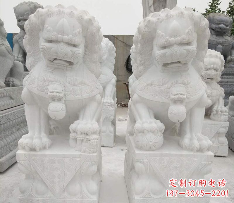 运城踩球狮子门口镇宅石雕 (2)