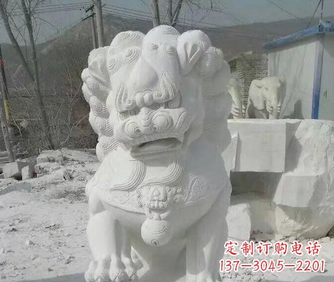 运城狮子雕塑踩绣球石狮子寺庙的独特景观