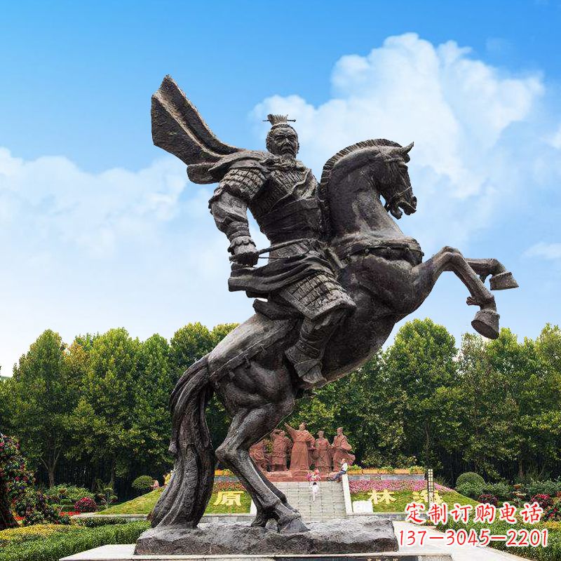 运城曹操骑马铜雕塑像-景区历史名人古代帝王雕塑