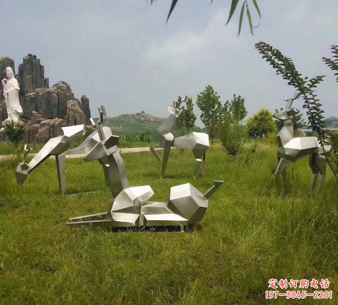 运城草坪不锈钢锻造小鹿雕塑