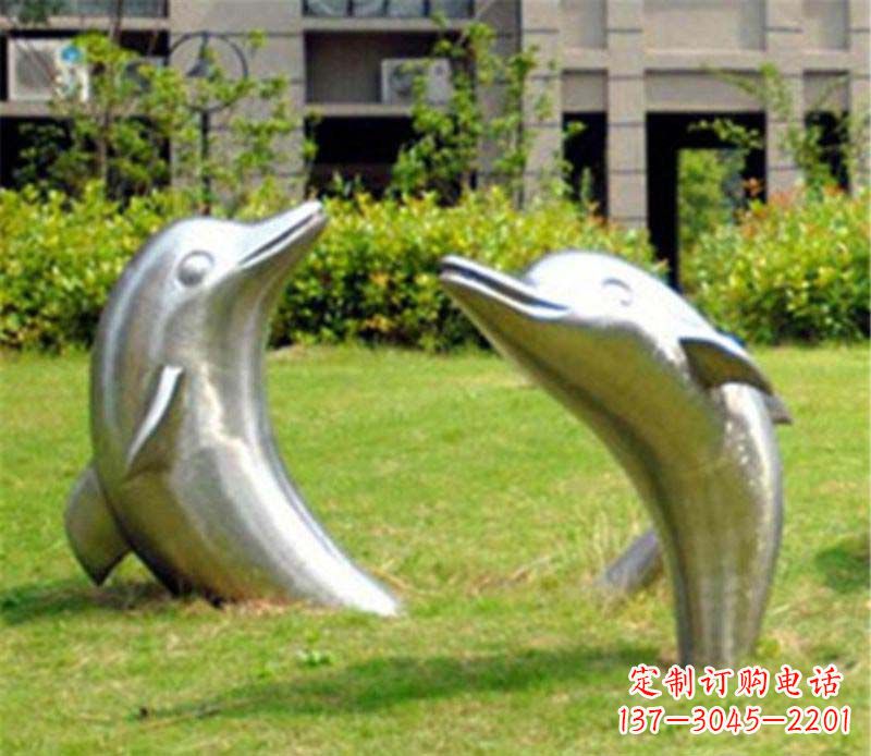 运城草坪镜面海豚不锈钢雕塑