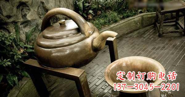 运城茶壶茶碗玻璃钢仿铜景观雕塑