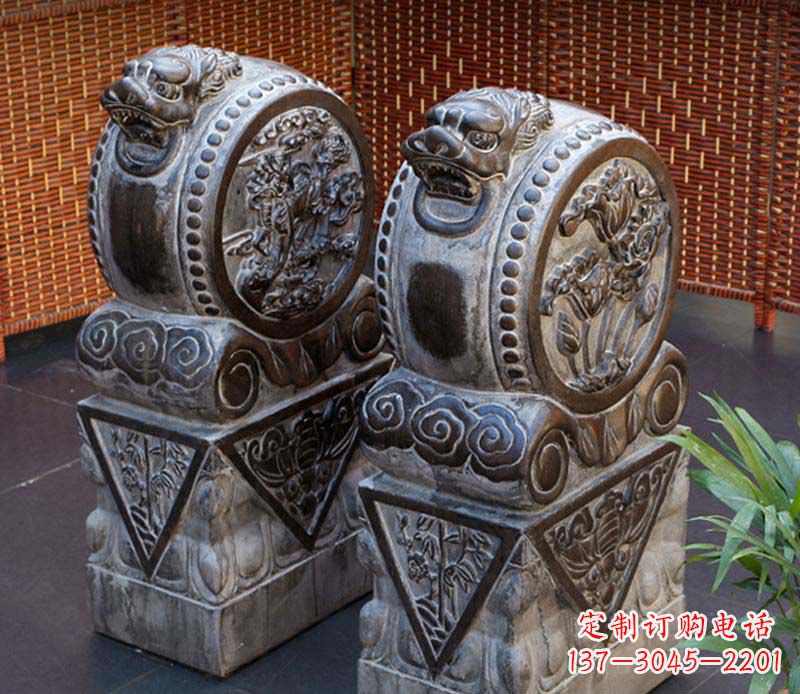 运城茶楼景观仿古石门墩