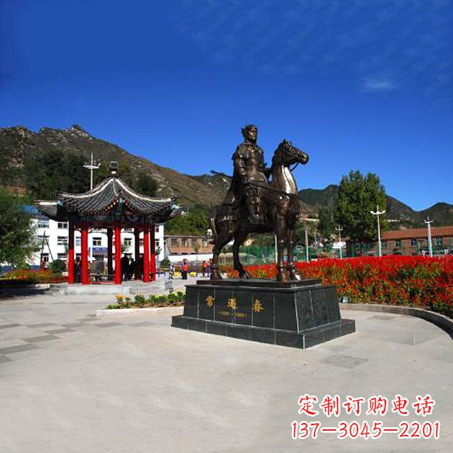 运城常遇春骑马铜雕塑像-景区广场历史名人古代著名将领将军雕像