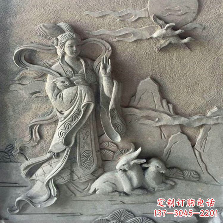 运城嫦娥浮雕-上古神话人物道教月神太阴星君雕塑