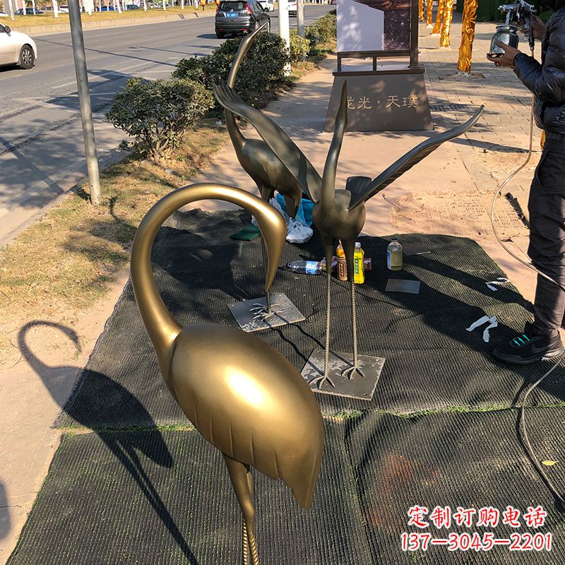 运城成都不锈钢动物鹤雕塑