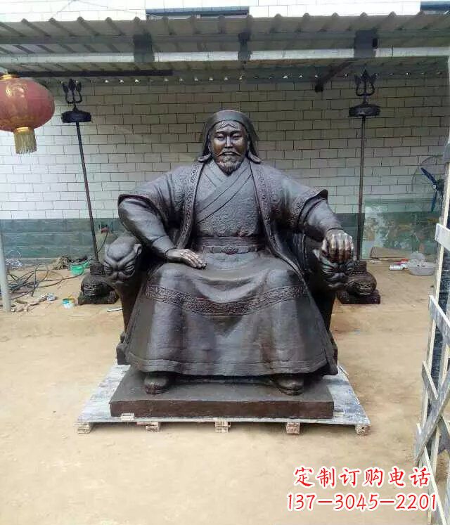 运城成吉思汗铜雕古代伟人雕塑