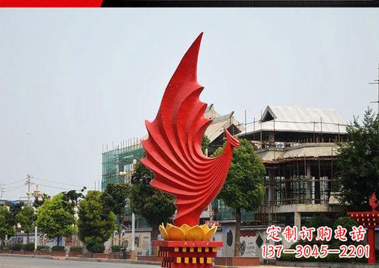 运城城市不锈钢抽象凤凰雕塑