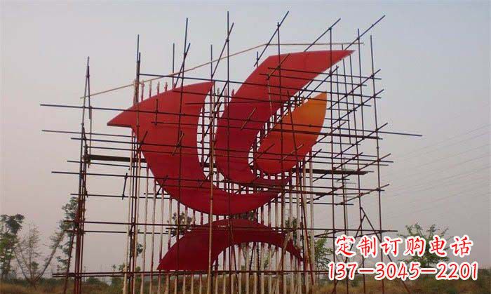 运城城市不锈钢抽象和平鸽雕塑